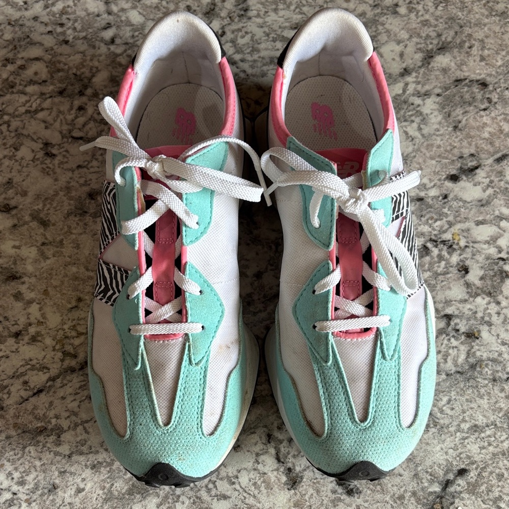 New Balance Mint and Pink Zebra Pattern Sneakers